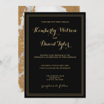 Marble Black and Gold Wedding Invitation
