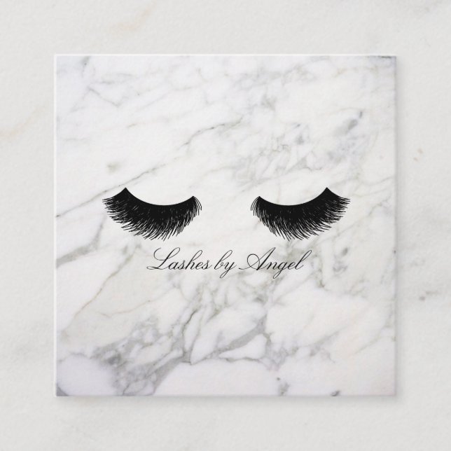 Marble Black Eyelash Luxury Beauty Business Card (Front)