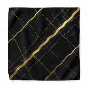 Marble Black & Gold Luxury Pocket Square Bandana