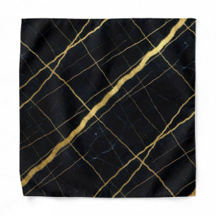 Marble Black & Gold Luxury Pocket Square Bandana