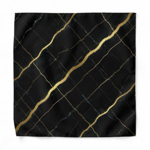 Marble Black & Gold Luxury Pocket Square Bandana
