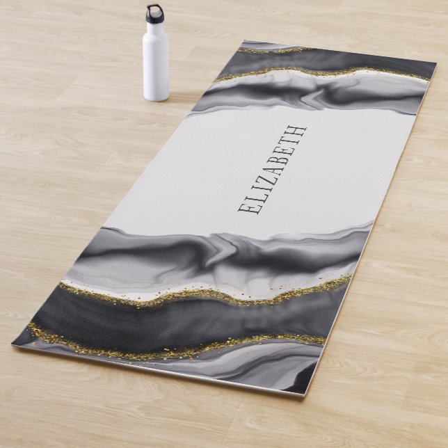 Marble Black Gold Personalize Yoga Mat (In Situ)
