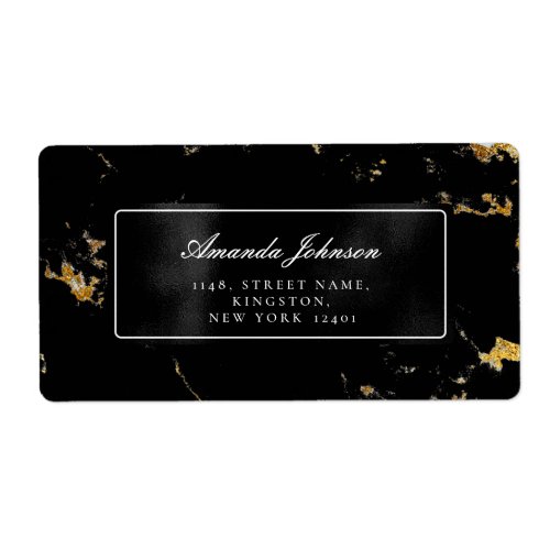 Marble Black Gold Return Address Labels