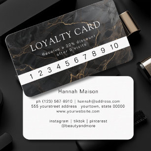 Marble, Black-Gold, Salon Loyalty Business Card