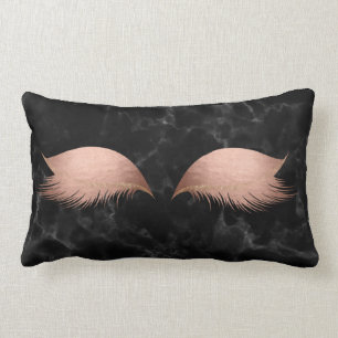 Marble Black Gray Rose Gold Vip Makeup Lashes Lumbar Pillow