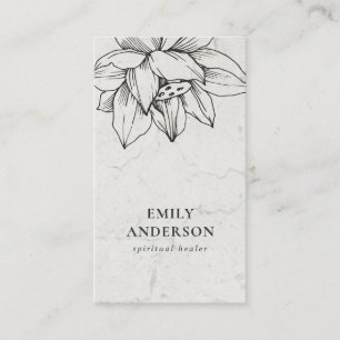 MARBLE BLACK LOTUS SIMPLE REIKI SPIRITUAL HEALER BUSINESS CARD