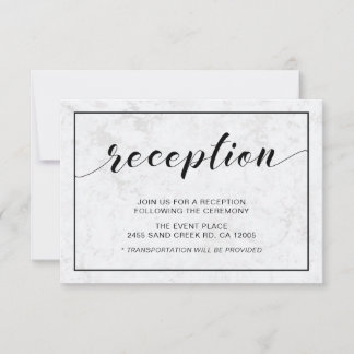 Marble & Black Modern Typography Wedding Reception Invitation