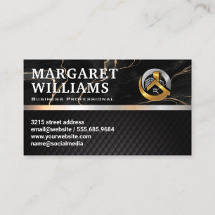 Marble Black Tile Real Estate Logo Business Card