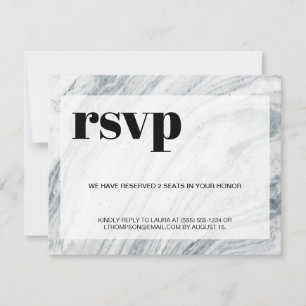 Marble Black white Digital Message RSVP Announcement