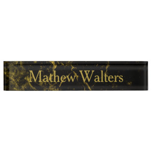 Marble Black with Gold Custom Desk Name Plate