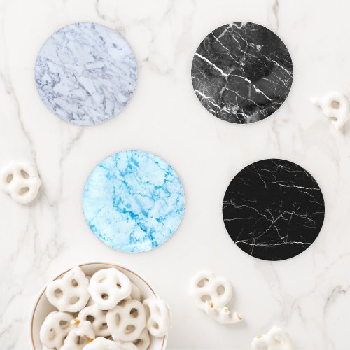 Marble Blue and Black Coaster Set