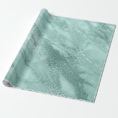 Marble Blue Aqua Pastel Stone Abstract Metallic Wrapping Paper (Unrolled)