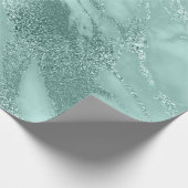 Marble Blue Aqua Pastel Stone Abstract Metallic Wrapping Paper (Corner)