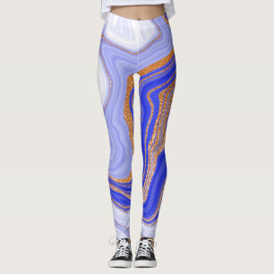 Marble Blue Gold, Abstract Modern. Leggings