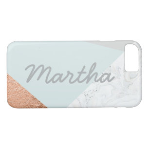 Marble, blue, gray and rose gold iPhone 8/7 case