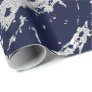 Marble Blue Navy Silver Gray Strokes Abstract VIP Wrapping Paper