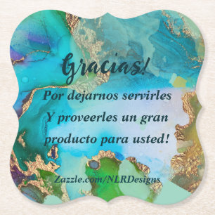 Marble Blue Purple Edit Your Own Thank You Paper Coaster