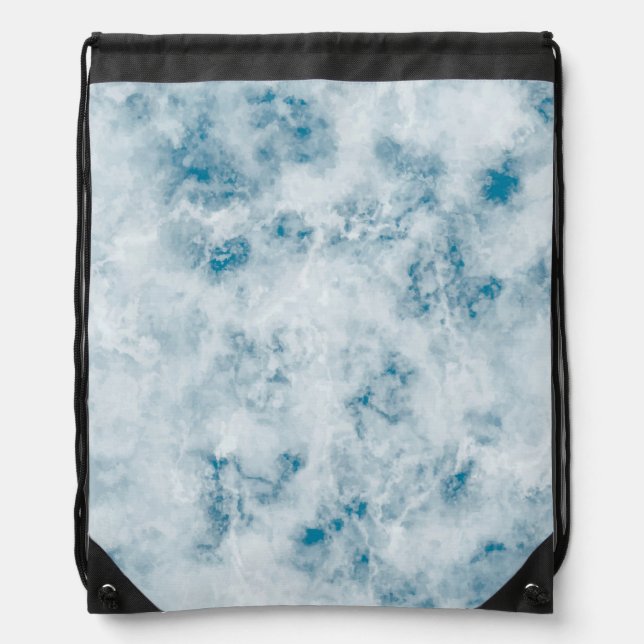 Marble Blue Texture Background Drawstring Bag (Front)