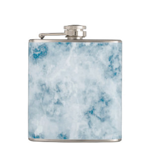 Marble Blue Texture Background Hip Flask