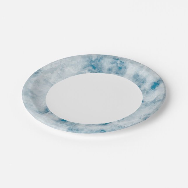 Marble Blue Texture Background Paper Plates (Angled)