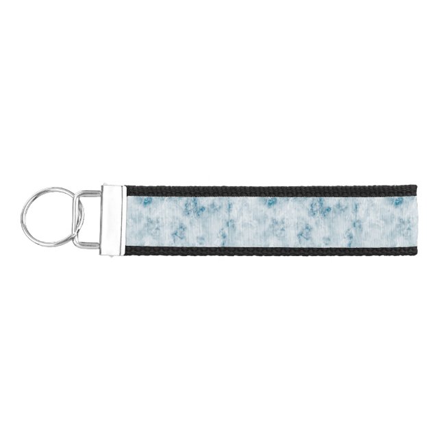 Marble Blue Texture Background Wrist Keychain (Keys on Left)