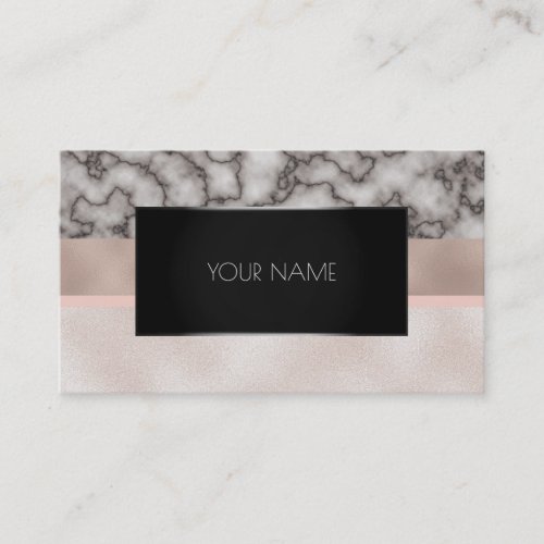 Marble Blush Black Silver Gold Abstract Rose Pink Business Card
