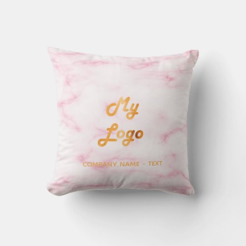 Marble blush pink business company logo throw pillow