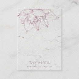 MARBLE BLUSH PINK LOTUS SIMPLE NECKLACE DISPLAY BUSINESS CARD