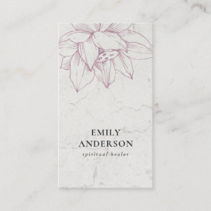 MARBLE BLUSH PINK LOTUS SIMPLE REIKI SPIRITUAL BUSINESS CARD