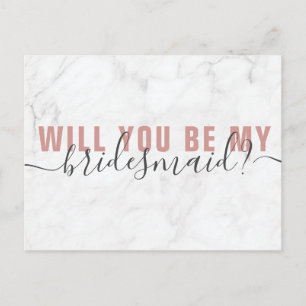 Marble Blush Script Bridesmaid Proposal Card