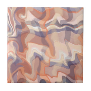 Marble boho tartan swirl orange terracotta purple  ceramic tile