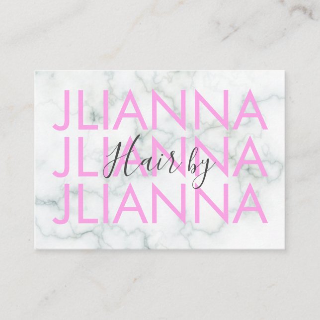 Marble Bold Text Makeup Salon Nails Eyelashes  Business Card (Front)