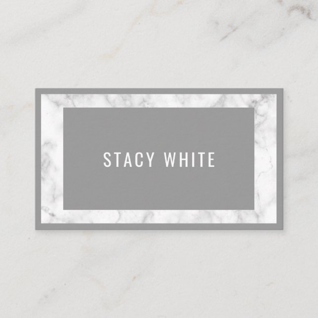 Marble Border Minimal Modern Trendy Gray Business Card (Front)