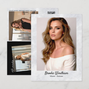 Marble Border Promo Card Postcard QR Code