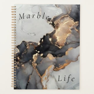 Marble brown, black,White, with gold planner