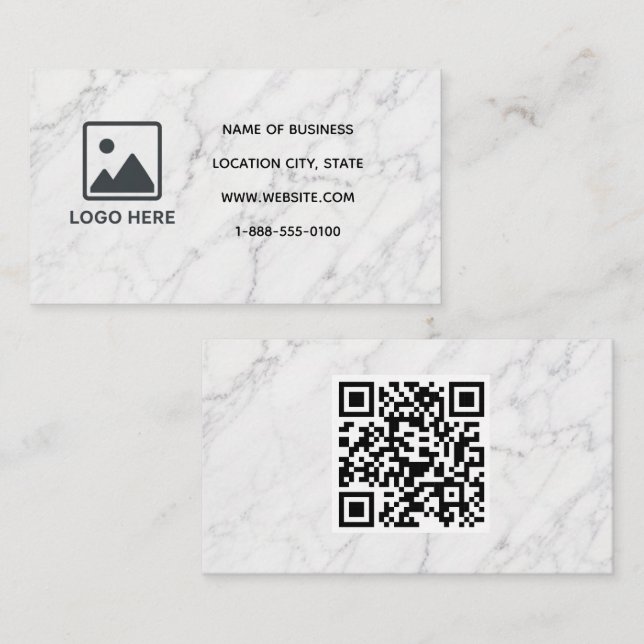 Marble Business Card with QR Code Template (Front/Back)