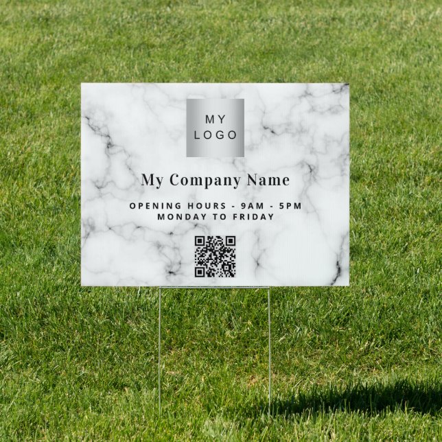 Marble business company logo QR code Sign (Insitu)
