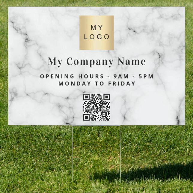 Marble business company logo QR code Sign (Insitu)
