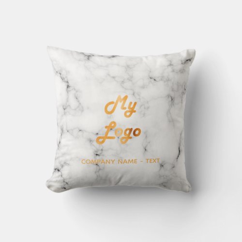 Marble business company logo text slogan throw pillow