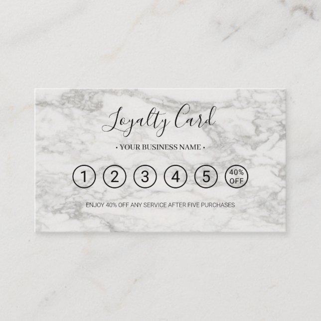 Marble Business Logo Professional Loyalty Card (Front)