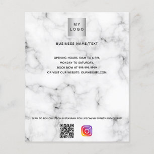 Marble business logo qr code instagram custom text flyer