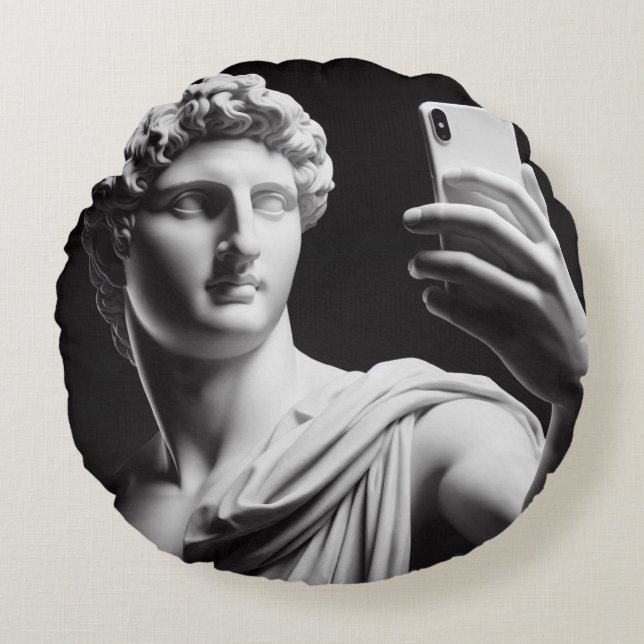 Marble bust round pillow (Front)
