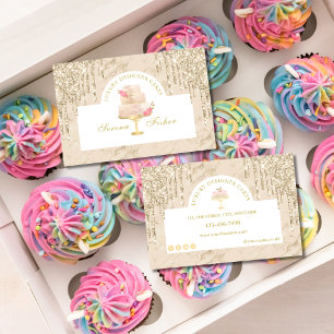 Marble Cake Bakery Chef Ivory Blush Gold Business Card