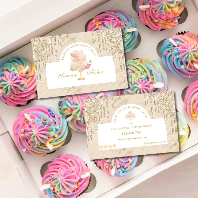 Marble Cake Bakery Chef Ivory Blush Gold  Business Card (Creator Uploaded)