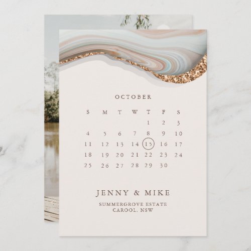 Marble Calendar Save the Date Invitation