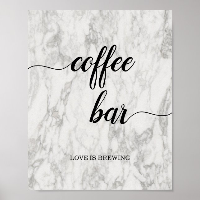 Marble Calligraphy Script Coffee Bar Wedding Sign (Front)