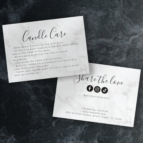 Marble Candle Care Share the Love Insert Card