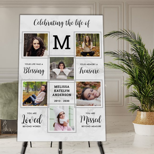 Marble Celebration Of Life Memorial Unique 6 Photo Foam Board (Creator Uploaded)