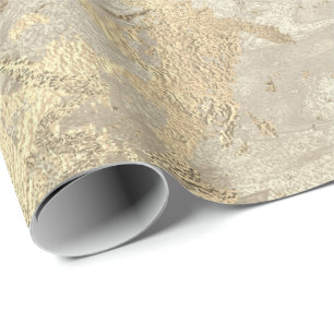 Marble Champaigne Gold  Ivory Cream Metal Strokes Wrapping Paper