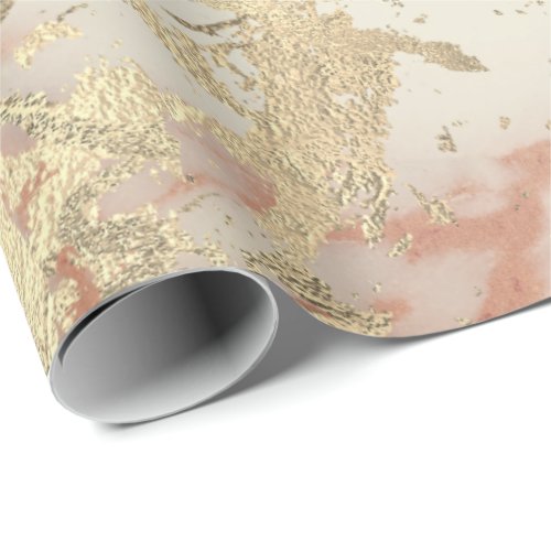 Marble Champaigne Gold Sepia Blush Metal Strokes Wrapping Paper